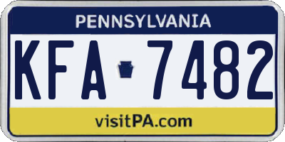 PA license plate KFA7482
