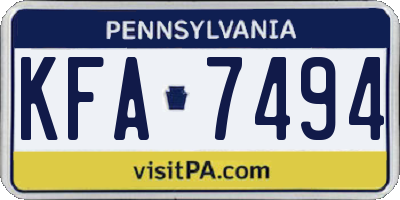 PA license plate KFA7494