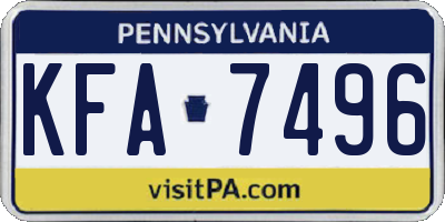 PA license plate KFA7496