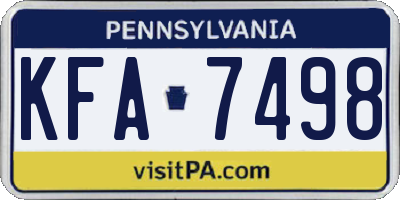 PA license plate KFA7498