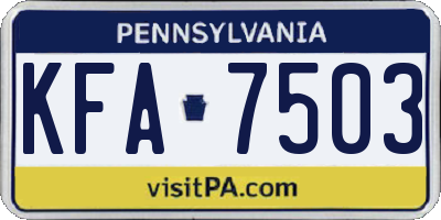 PA license plate KFA7503