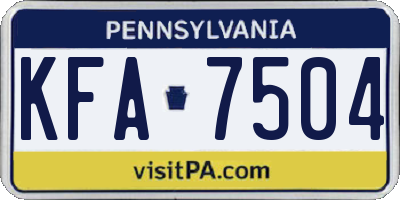 PA license plate KFA7504