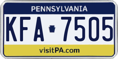 PA license plate KFA7505