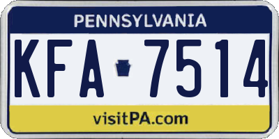 PA license plate KFA7514