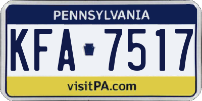 PA license plate KFA7517
