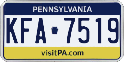 PA license plate KFA7519