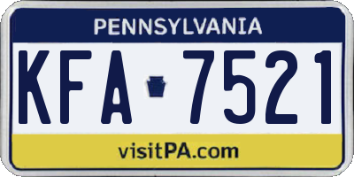 PA license plate KFA7521