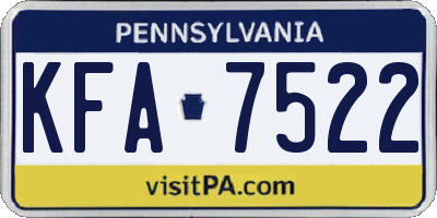 PA license plate KFA7522