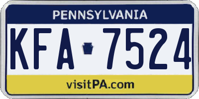 PA license plate KFA7524
