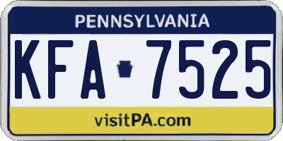 PA license plate KFA7525