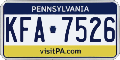 PA license plate KFA7526