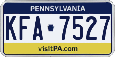 PA license plate KFA7527