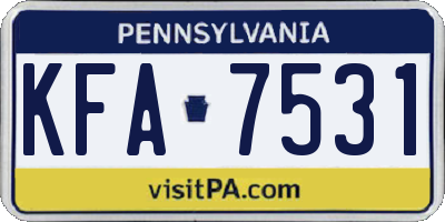 PA license plate KFA7531