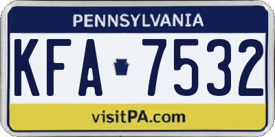 PA license plate KFA7532