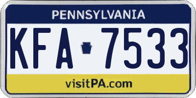 PA license plate KFA7533
