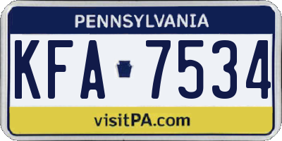 PA license plate KFA7534