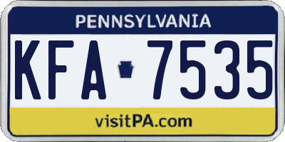 PA license plate KFA7535