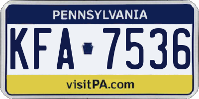 PA license plate KFA7536