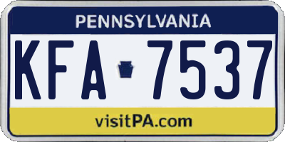 PA license plate KFA7537