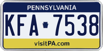 PA license plate KFA7538