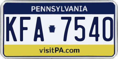 PA license plate KFA7540