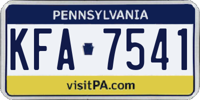 PA license plate KFA7541