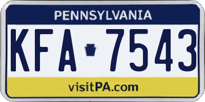 PA license plate KFA7543