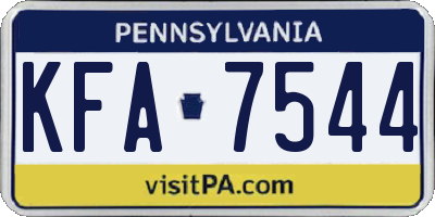 PA license plate KFA7544