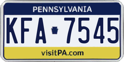 PA license plate KFA7545