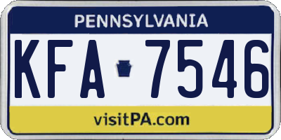 PA license plate KFA7546