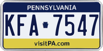 PA license plate KFA7547
