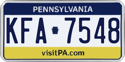 PA license plate KFA7548