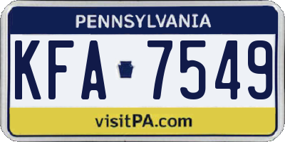 PA license plate KFA7549