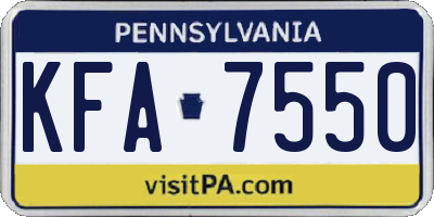 PA license plate KFA7550