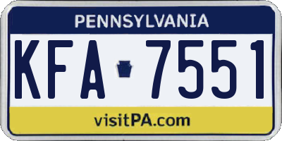 PA license plate KFA7551