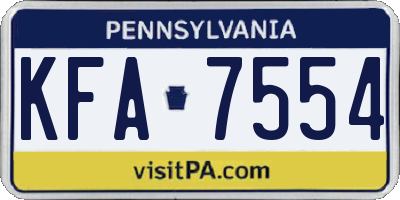 PA license plate KFA7554