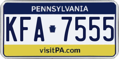 PA license plate KFA7555