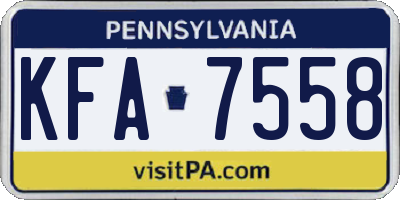 PA license plate KFA7558