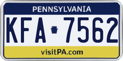 PA license plate KFA7562