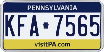 PA license plate KFA7565