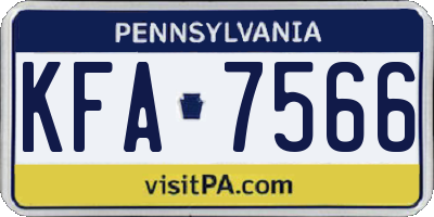 PA license plate KFA7566