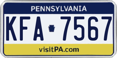 PA license plate KFA7567