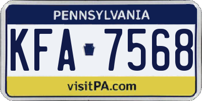 PA license plate KFA7568
