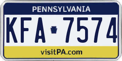 PA license plate KFA7574