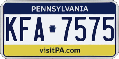 PA license plate KFA7575