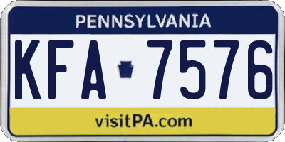 PA license plate KFA7576