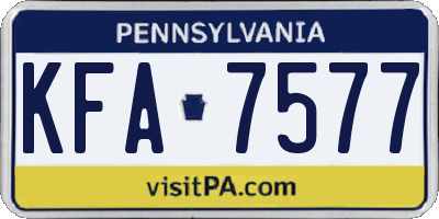 PA license plate KFA7577