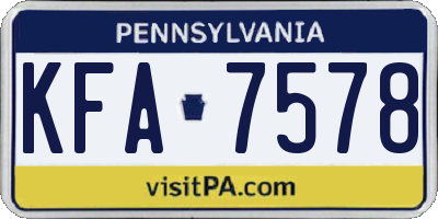 PA license plate KFA7578