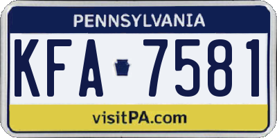 PA license plate KFA7581