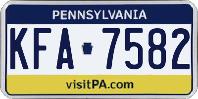 PA license plate KFA7582